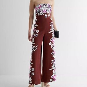 Express Floral Strapless Jumpsuit - Brown and Pink (Originally $148) with Ma